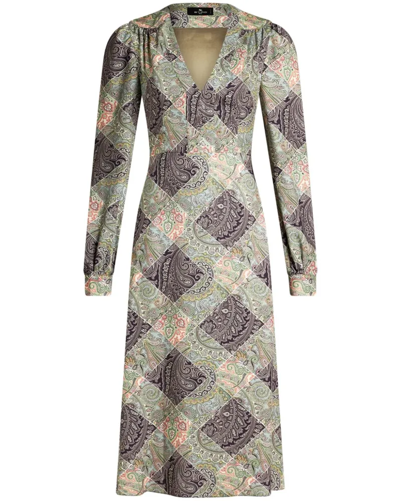 Etro Kariertes Twill-Kleid - Grün Grün