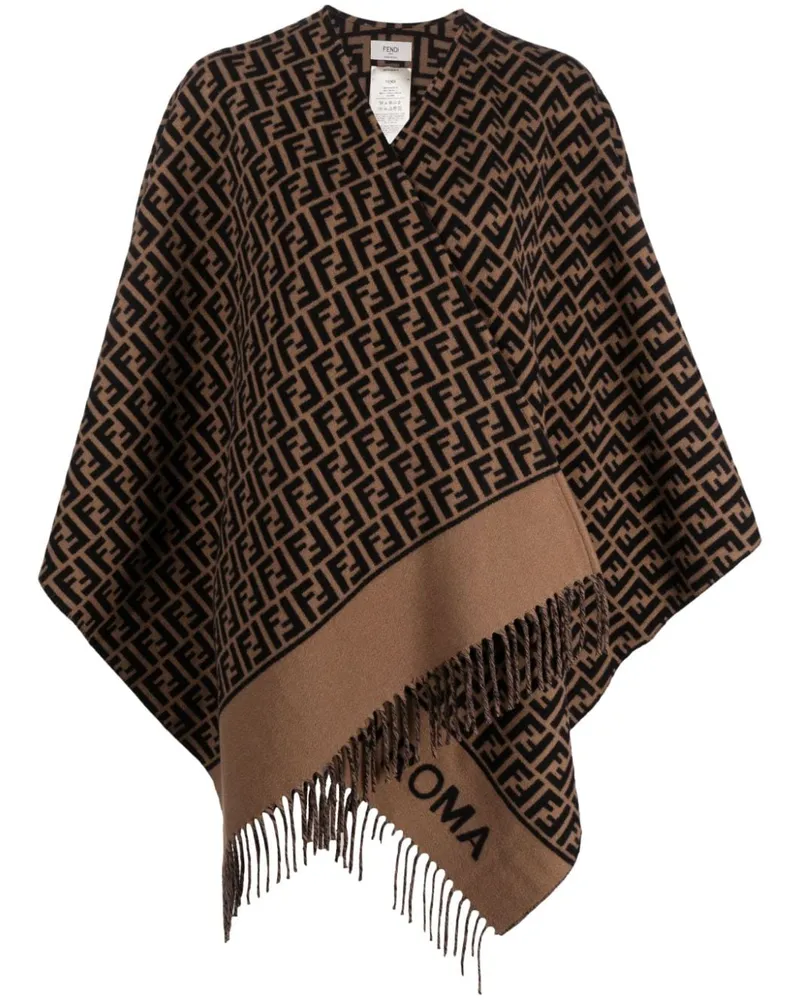 Fendi Poncho mit FF-Print - Braun Braun