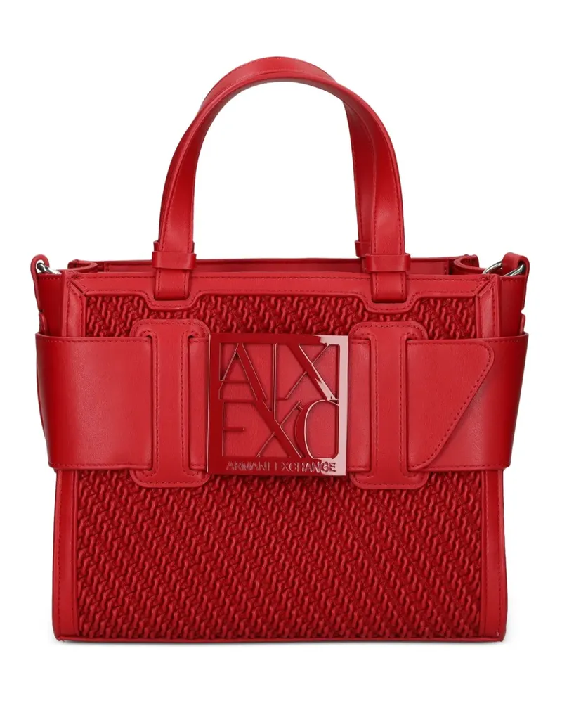 Armani Exchange Tote Bag mit Logoplakette und Flechtdetail - Rot Rot