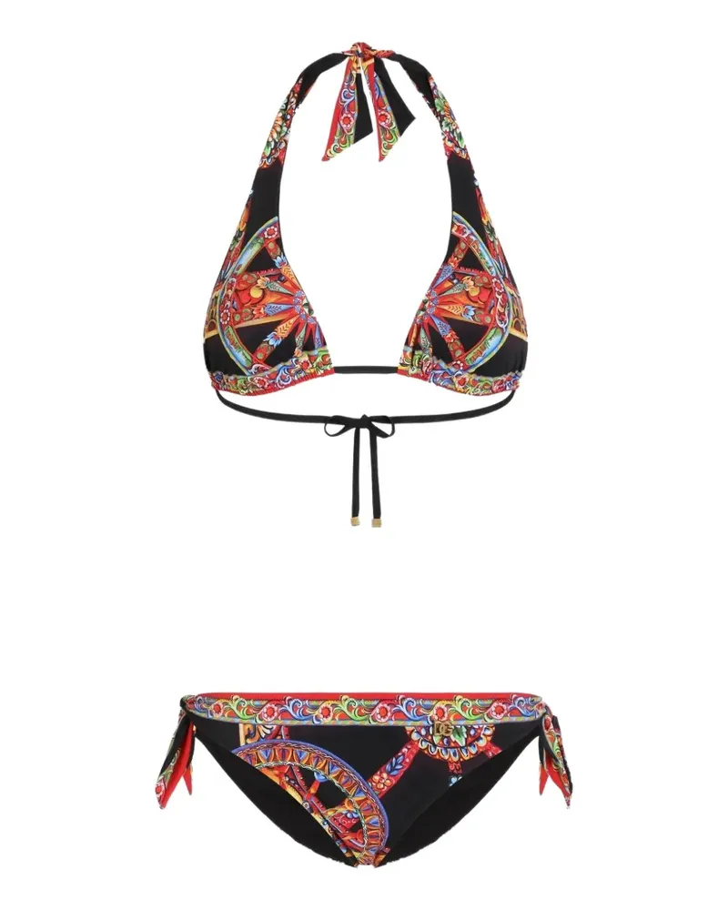Dolce & Gabbana Triangel-Bikini mit Carretto-Print - Schwarz Schwarz