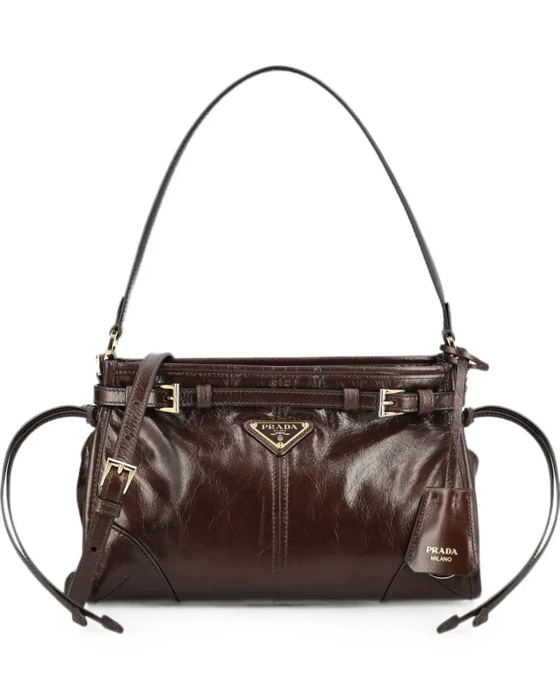 Prada logo-plaque buckled shoulder bag - Braun Braun