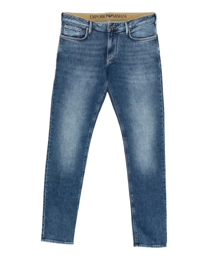Emporio Armani Ausgeblichene Slim-Fit-Jeans - Blau Blau