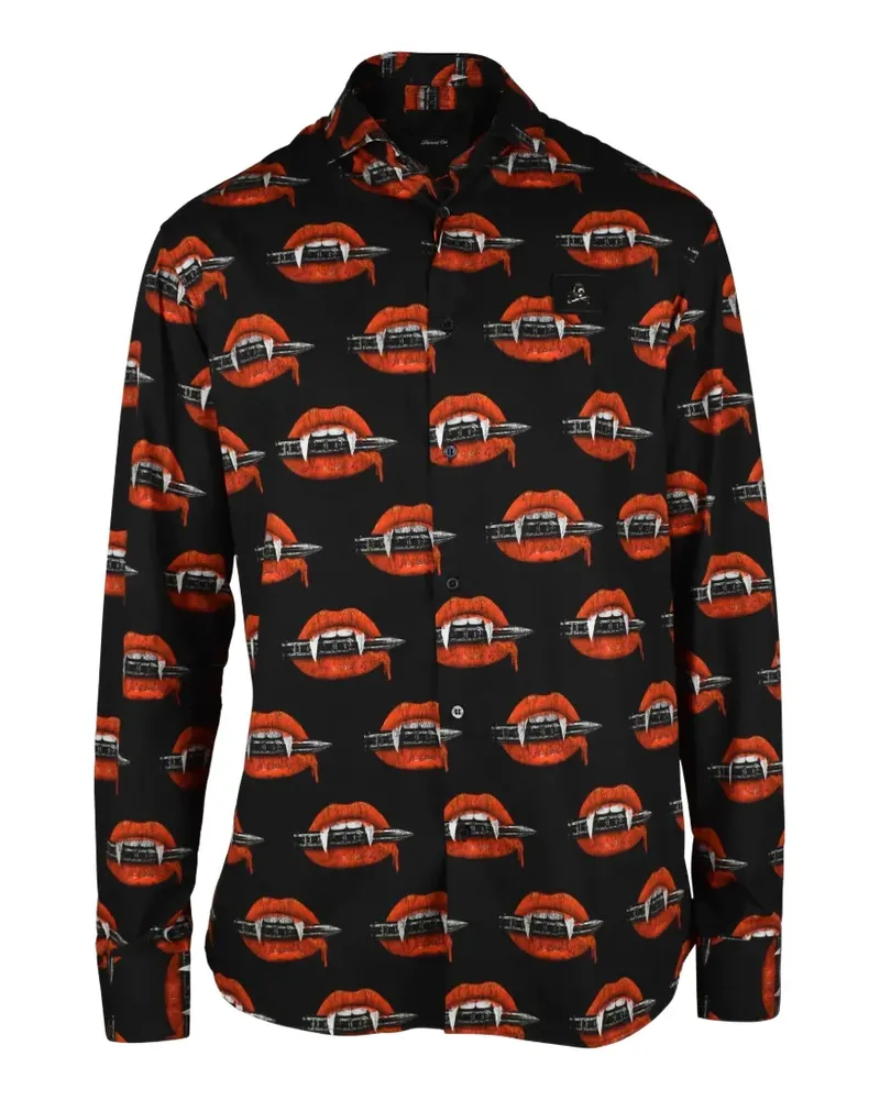 Philipp Plein Hemd mit Zahnrad-Print - Schwarz Schwarz