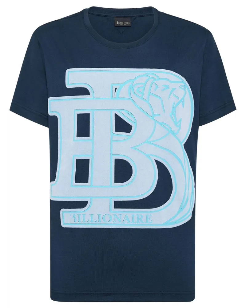 Billionaire T-Shirt mit Logo-Applikation Blau