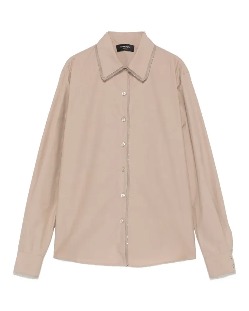 Fabiana Filippi beaded-trim long-sleeve shirt - Nude Nude