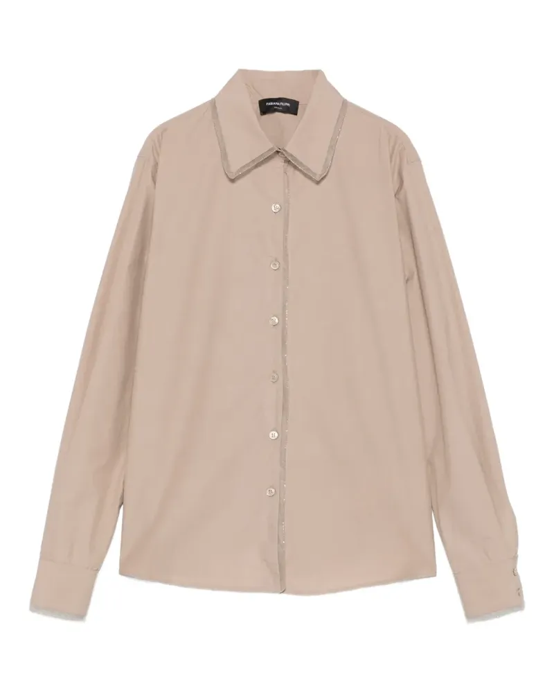 Fabiana Filippi beaded-trim long-sleeve shirt - Nude Nude