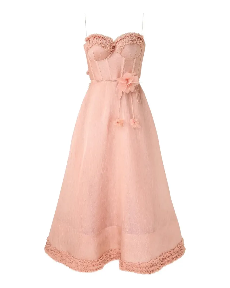 Zimmermann Luna ruffled floral midi dress - Rosa Rosa