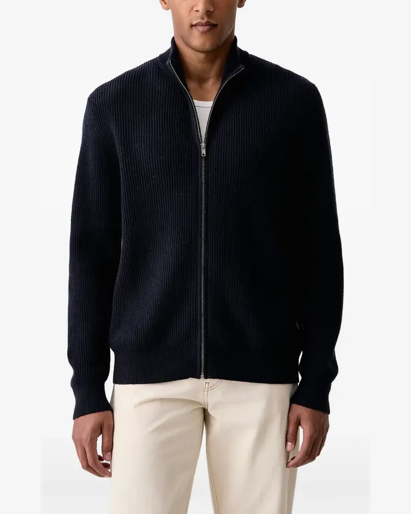 LES DEUX ribbed-knit zip-up cardigan - Blau Blau