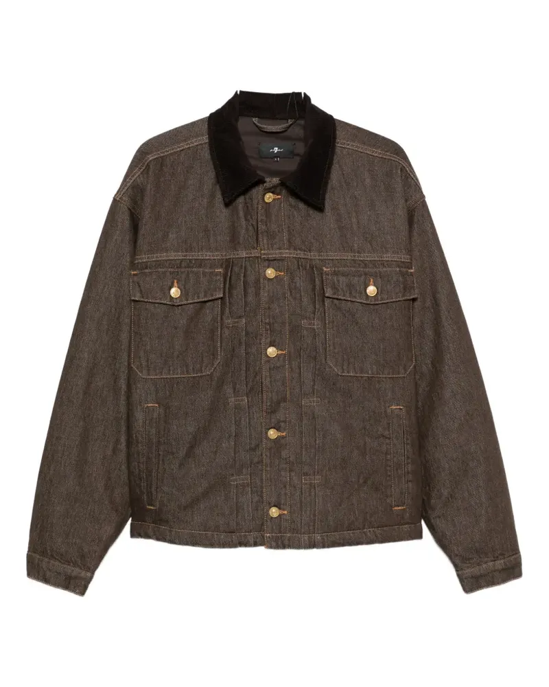 7 for all mankind corduroy-collar denim jacket - Braun Braun