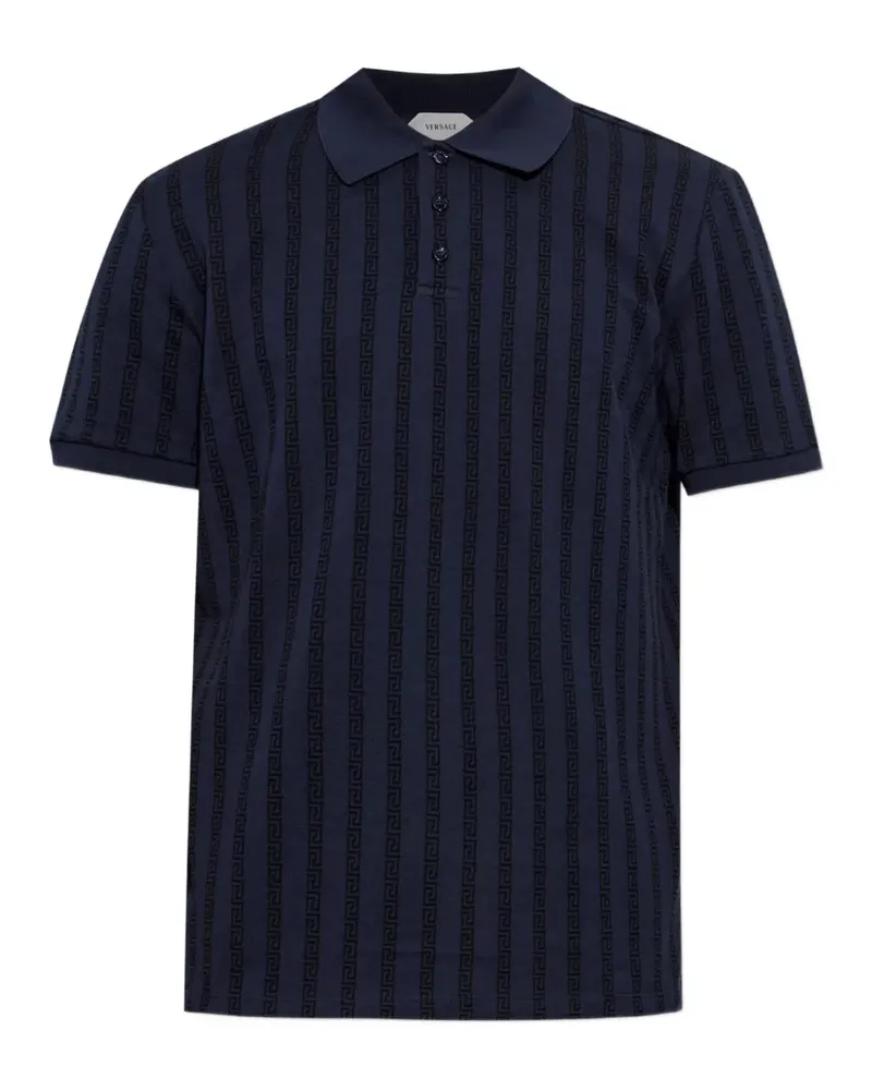 Versace Poloshirt aus Jacquard-Baumwollpiqué - Blau Blau