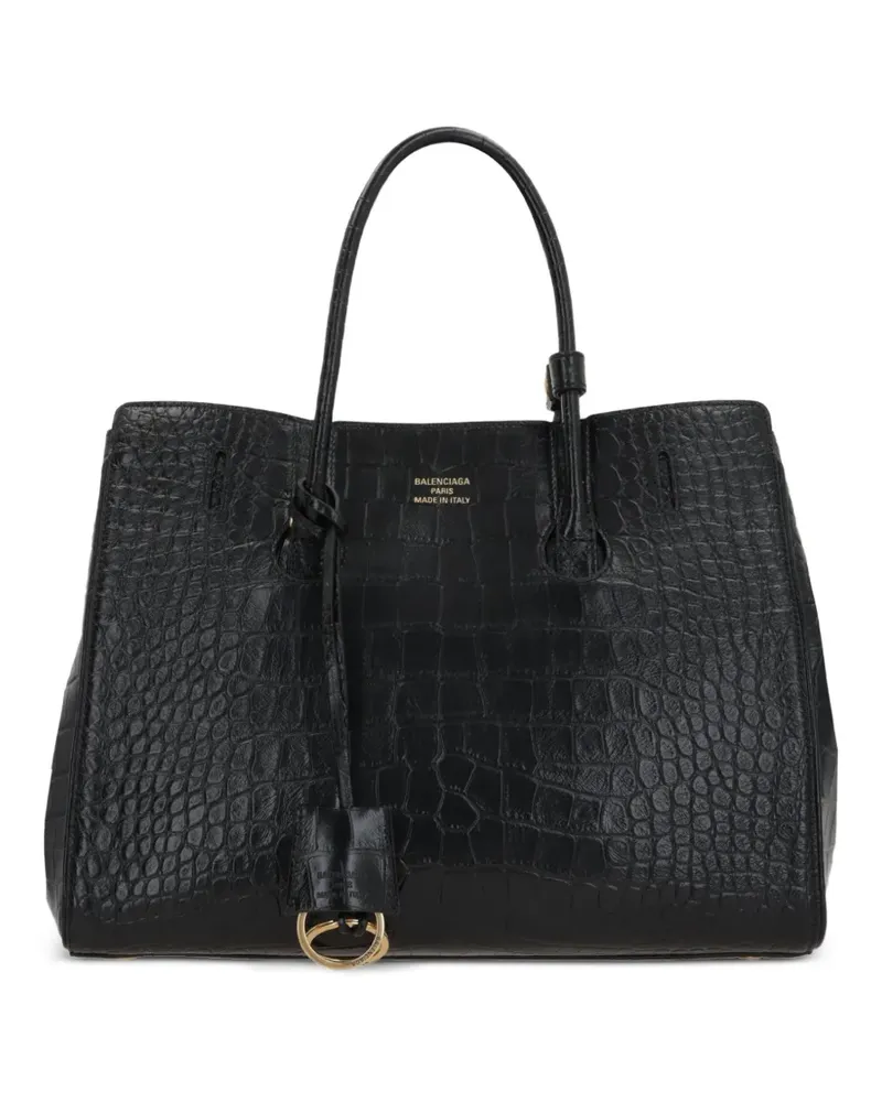Balenciaga Hampton Carry All Tote Bag mit Kroko-Optik - Schwarz Schwarz