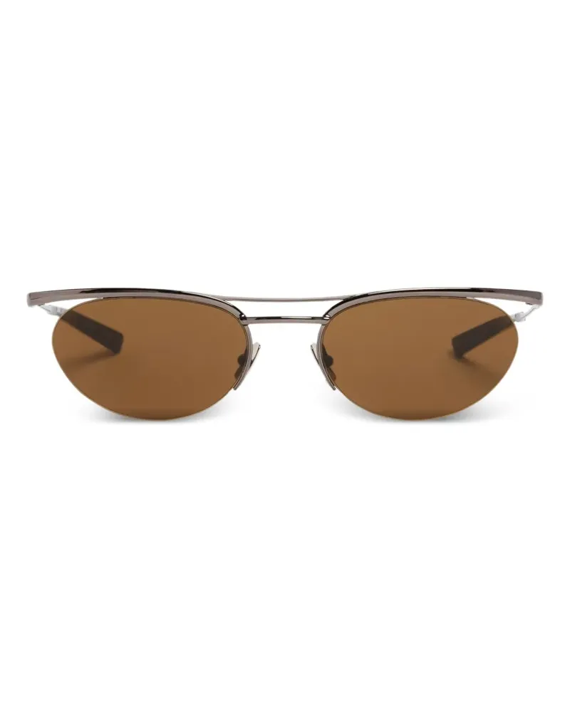 Saint Laurent Sonnenbrille mit ovalem Gestell - Grau Grau