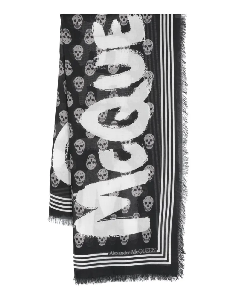 Alexander McQueen Schal mit Totenkopf-Print - Schwarz Schwarz