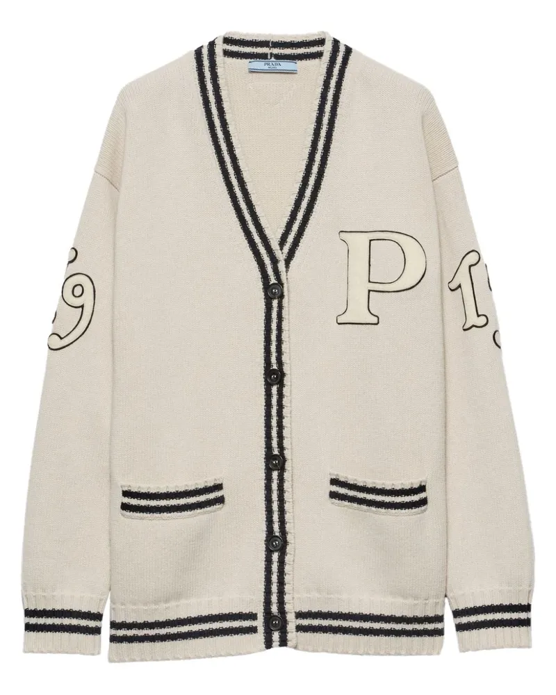 Prada Cardigan mit Logo-Patch - Nude Nude