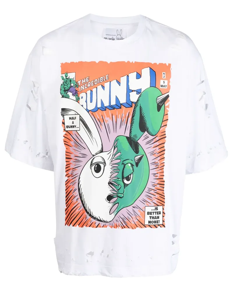 Natasha Zinko T-Shirt mit "The Incredible Bunny"-Print - Weiß Weiß