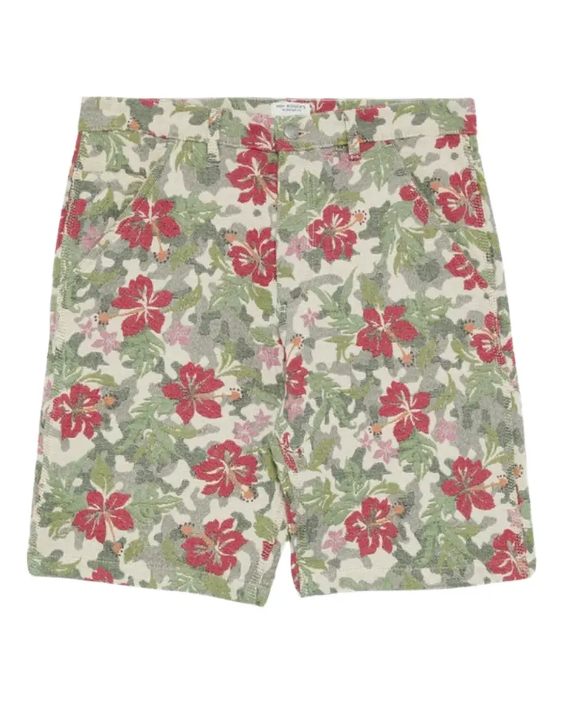 Roy Roger's Shorts aus Blumenjacquard - Grün Grün