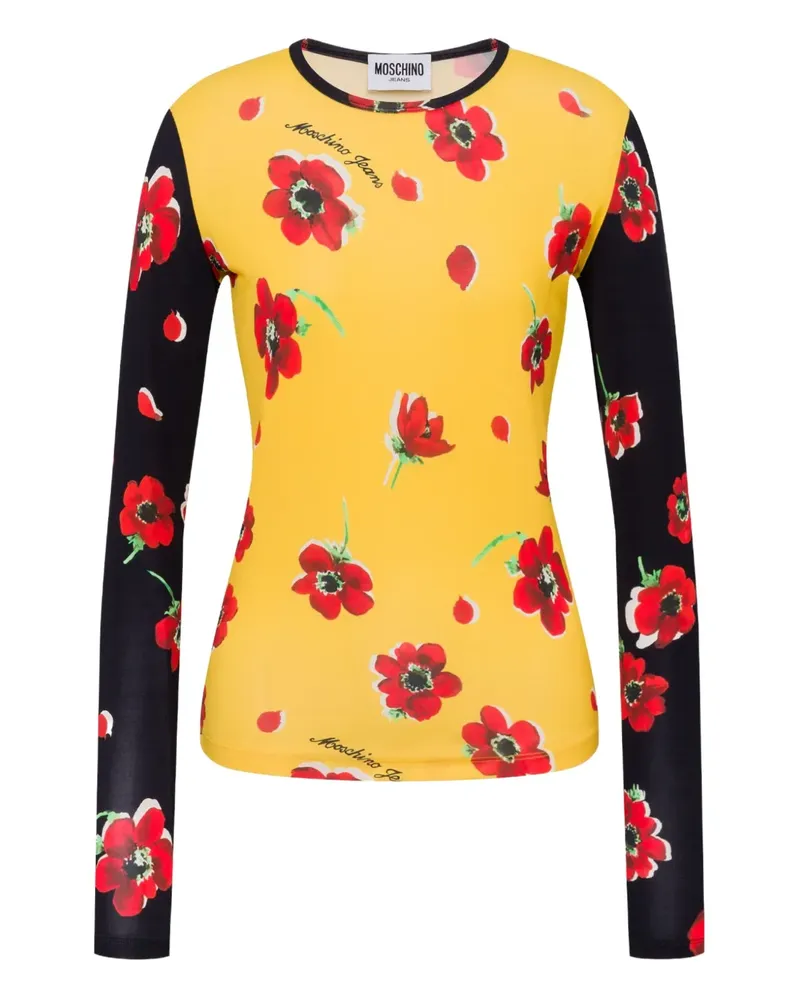 Moschino T-Shirt mit Blumen-Print - Gelb Gelb