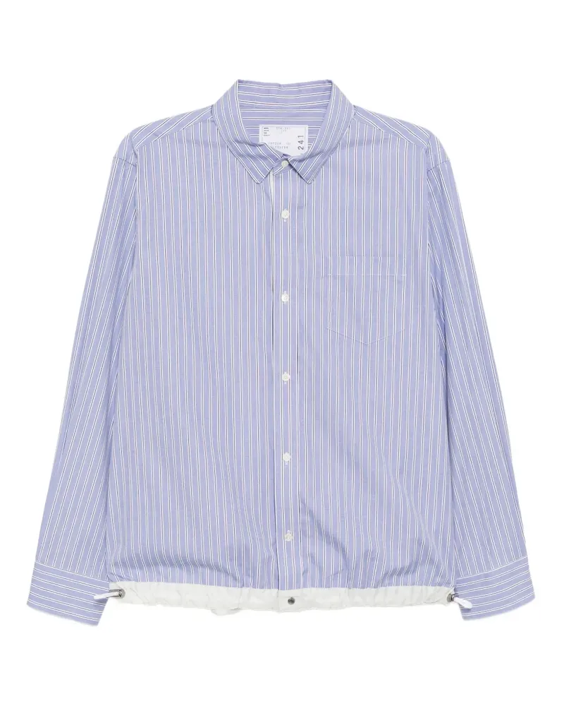 Sacai Gestreiftes Hemd aus Popeline - Blau Blau