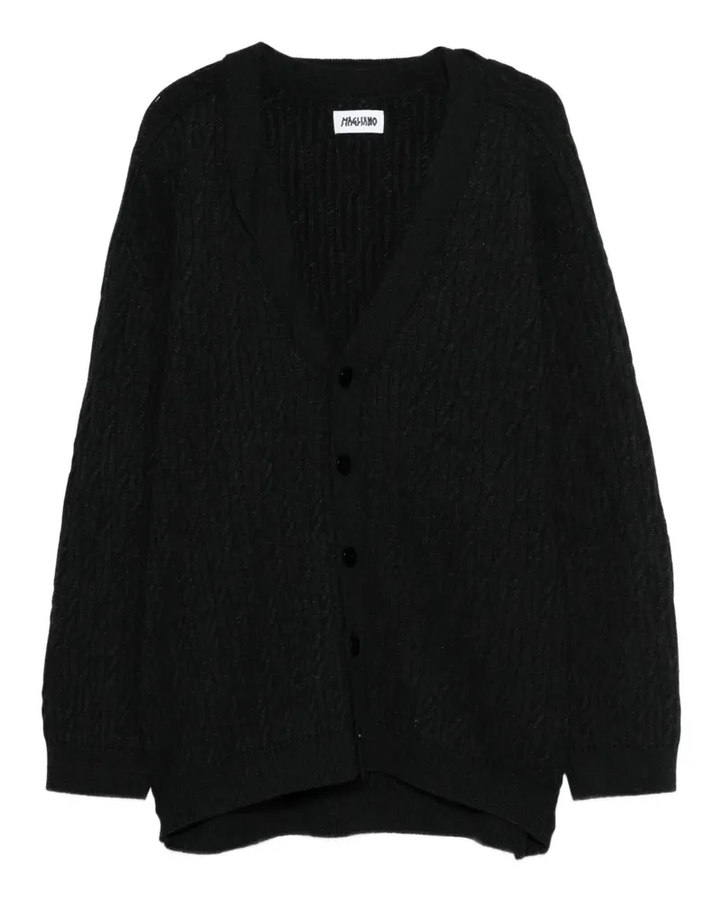 Magliano Kaschmircardigan mit Zopfmuster - Schwarz Schwarz