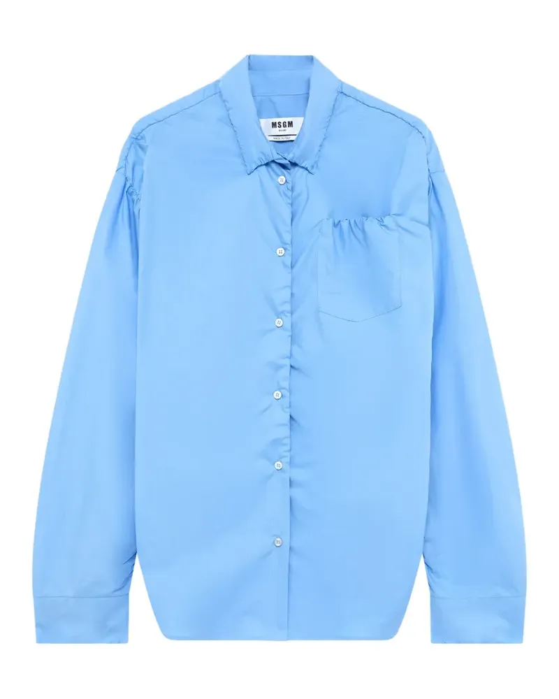 MSGM Gerafftes Hemd mit Brusttasche - Blau Blau