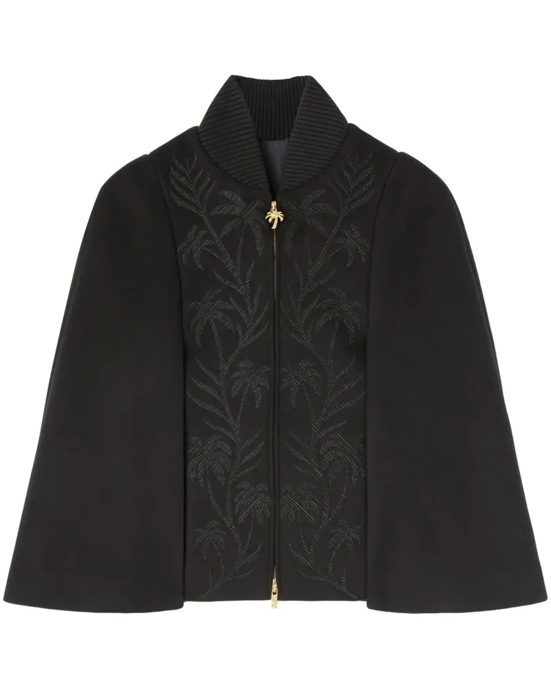 Palm Angels Cape mit Palmenstickerei - Schwarz Schwarz