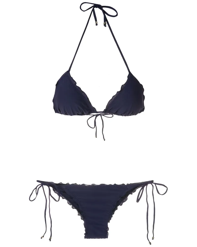 Amir Slama Triangel-Bikini mit Rüschen - Blau Blau