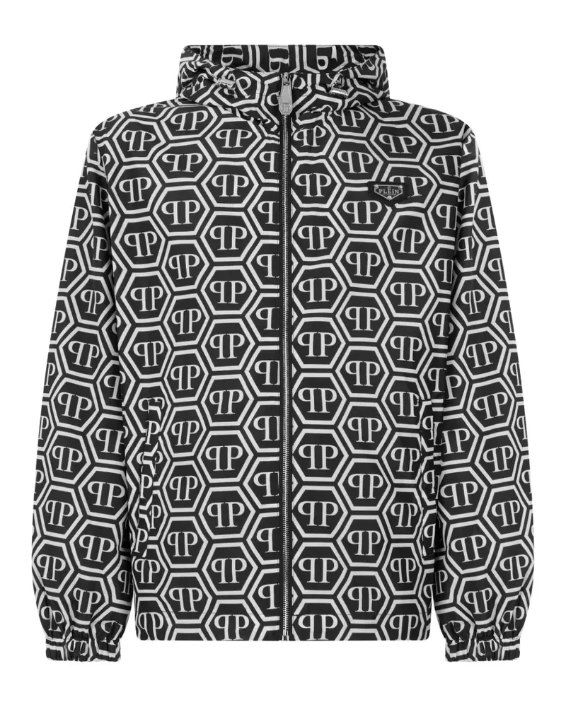 Philipp Plein Nylon-Jacke mit Monogramm - Schwarz Schwarz