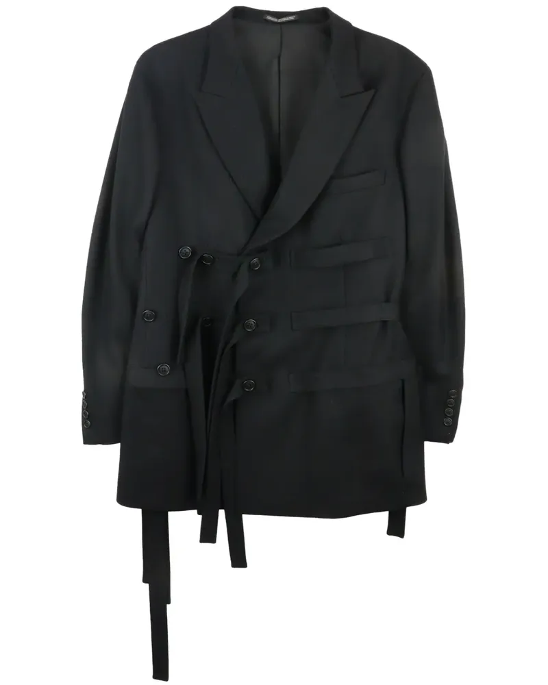 Yohji Yamamoto Worsted Tasmania Sakko mit Gürtel - Schwarz Schwarz