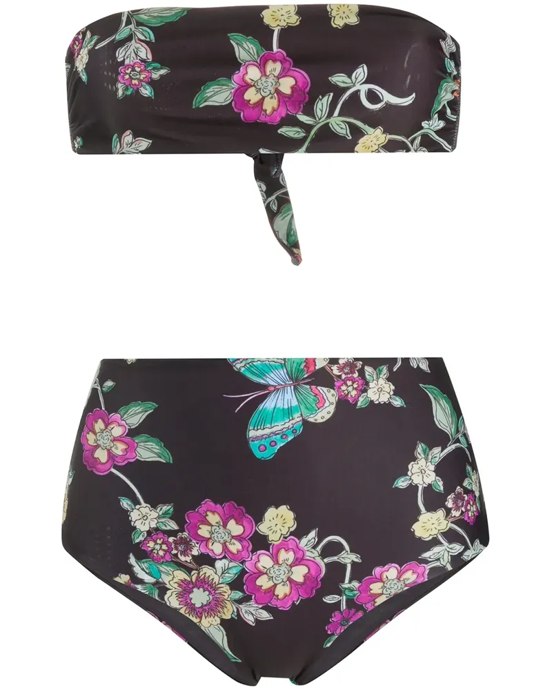 RED Valentino Bikini mit Blumen-Print - Schwarz Schwarz