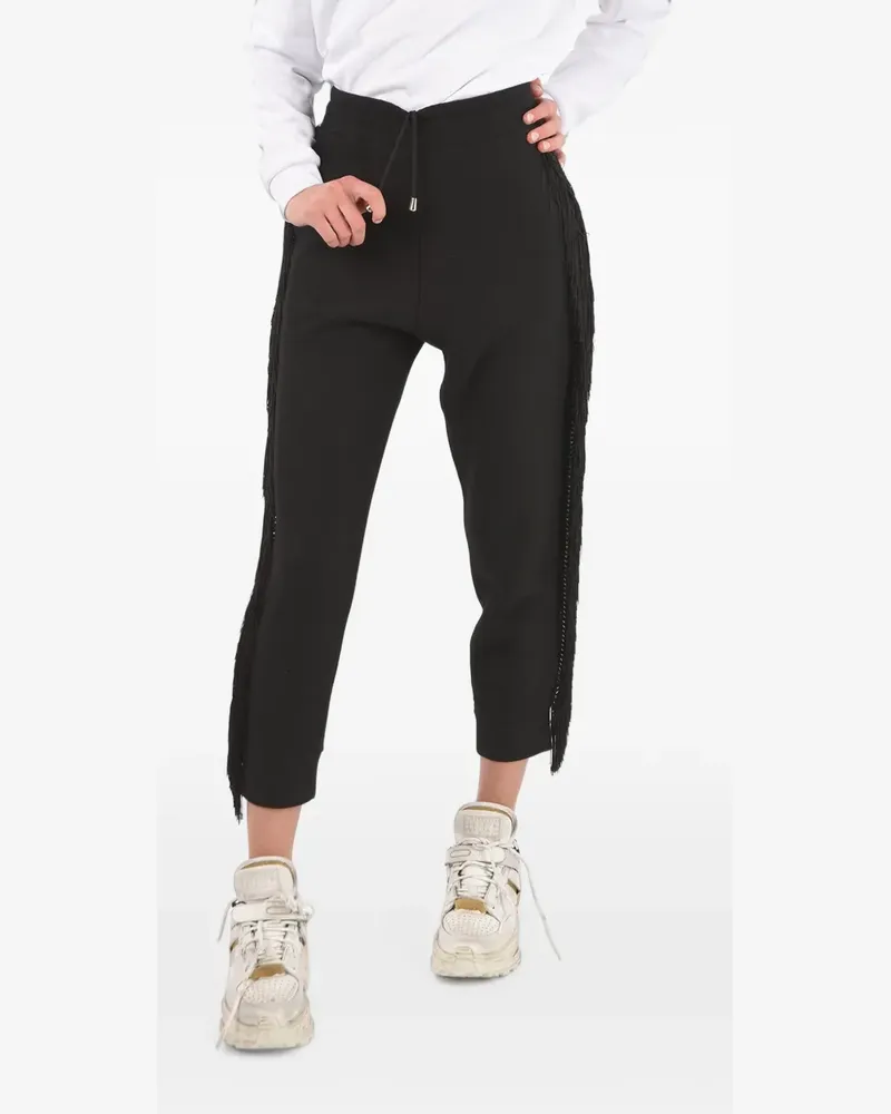 Philipp Plein fringed-trim cropped track pants - Schwarz Schwarz