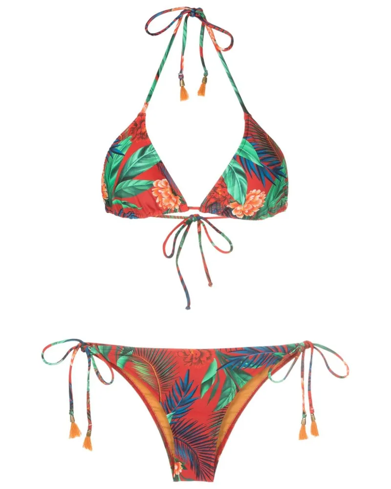 Lygia & Nanny Maya Triangel-Bikini mit botanischem Print - Rot Rot