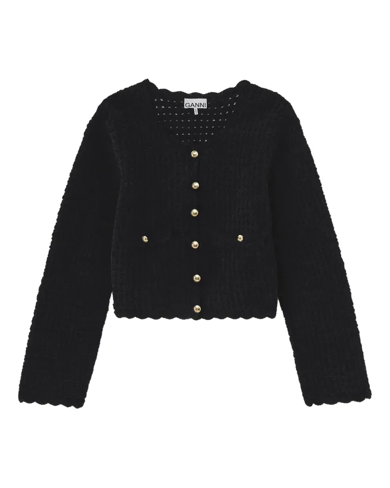 Ganni Cardigan mit Knopfverschluss - Schwarz Schwarz