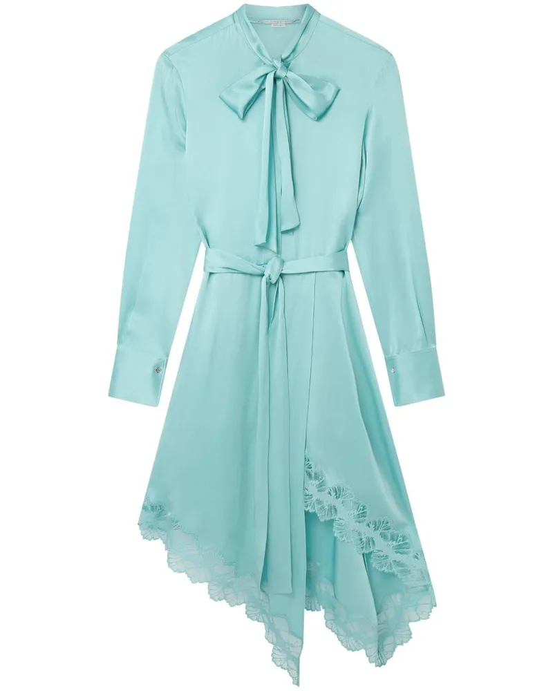 Stella McCartney Satinkleid mit Spitzenborten - Blau Blau