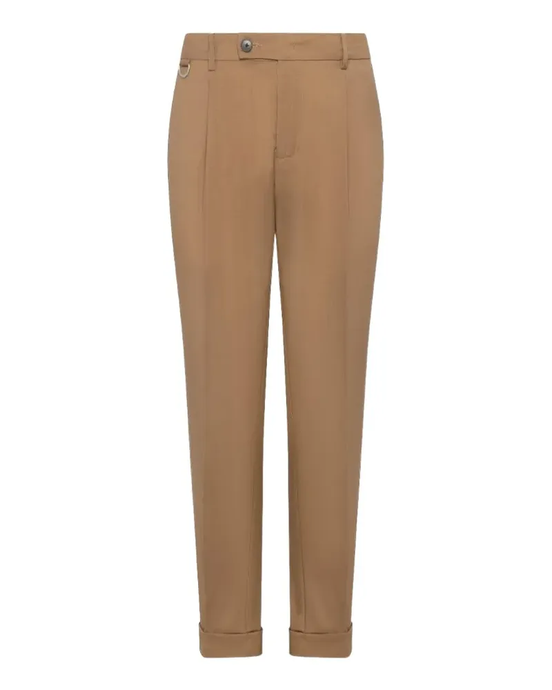 Low Brand pressed-crease turn-up trousers - Nude Nude