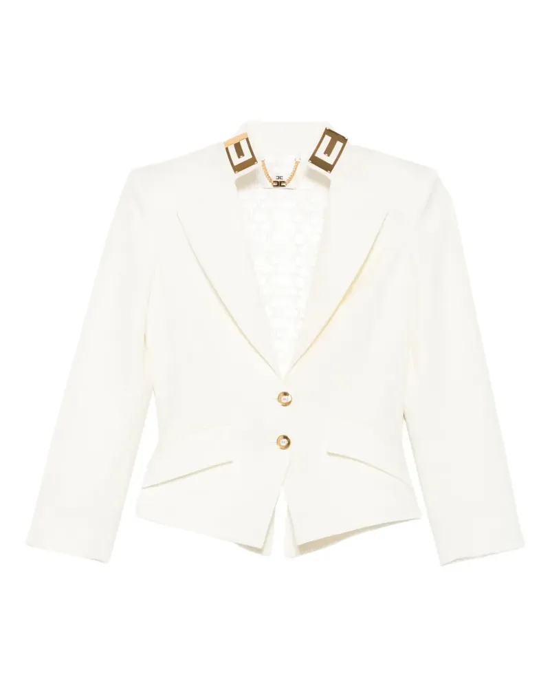 Elisabetta Franchi logo-plaque peak-lapels jacket - Weiß Weiß