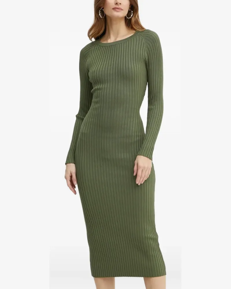 Bardot Geripptes Midikleid mit Rückendetail - Grün Grün