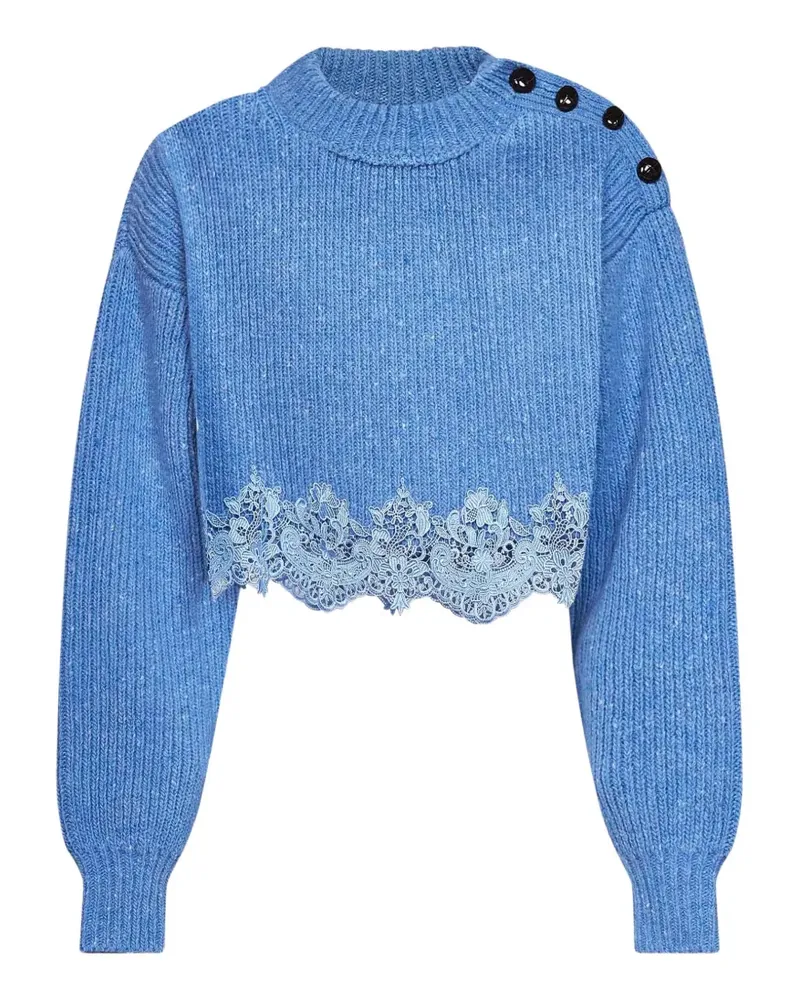 Chloé lace-trim button-shoulder sweater - Blau Blau