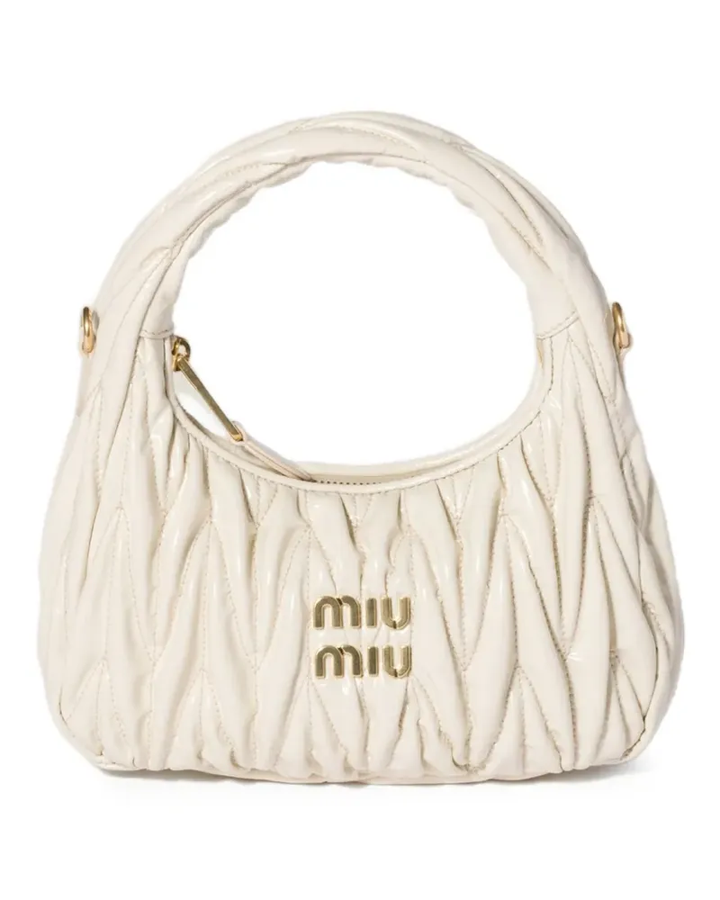 Miu Miu Wander Tasche aus Lackleder - Nude Nude