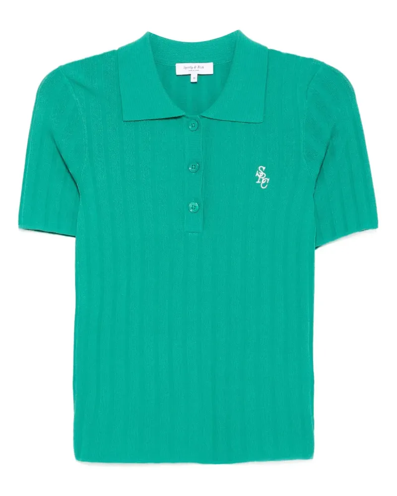 SPORTY & RICH Geripptes SRC Poloshirt - Grün Grün