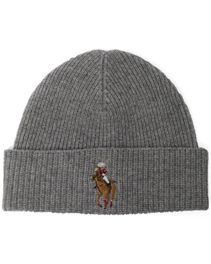 Ralph Lauren Gerippte Mütze mit Logo-Stickerei - Grau Grau
