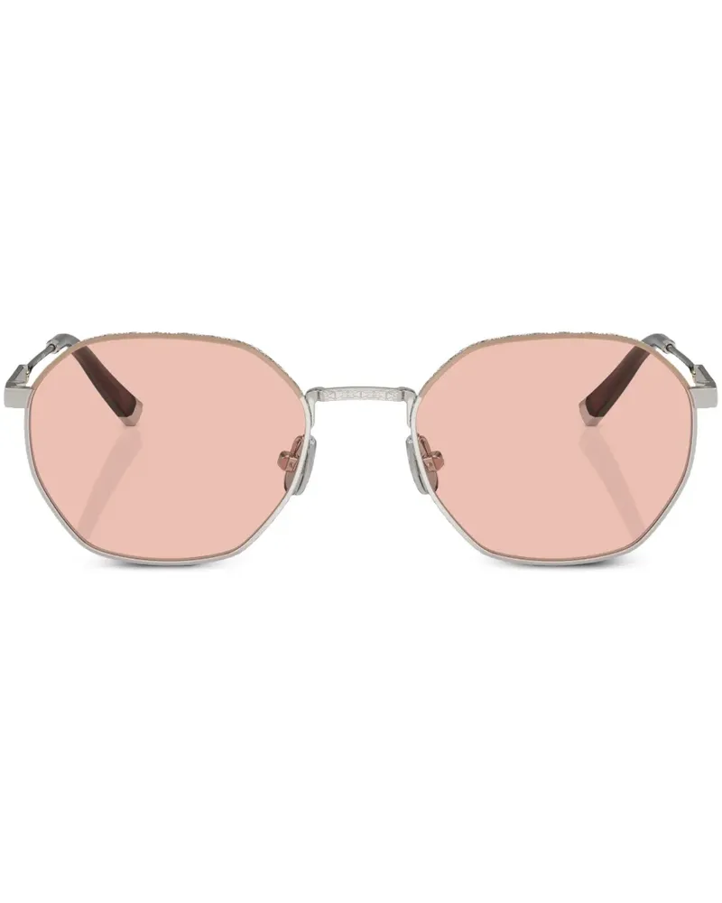 Brunello Cucinelli BC2003ST Sonnenbrille mit sechseckigem Gestell - Silber Silber