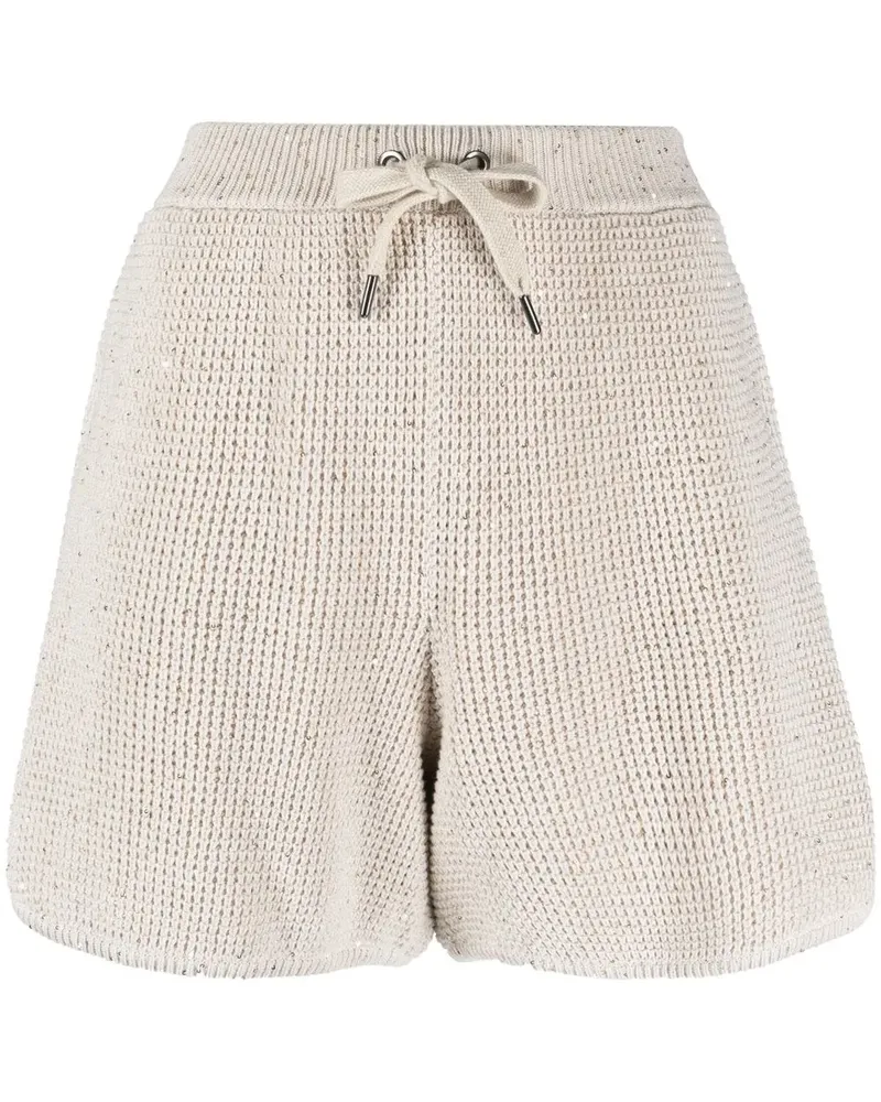 Brunello Cucinelli Gestrickte Shorts mit Kordelzug - Nude Nude