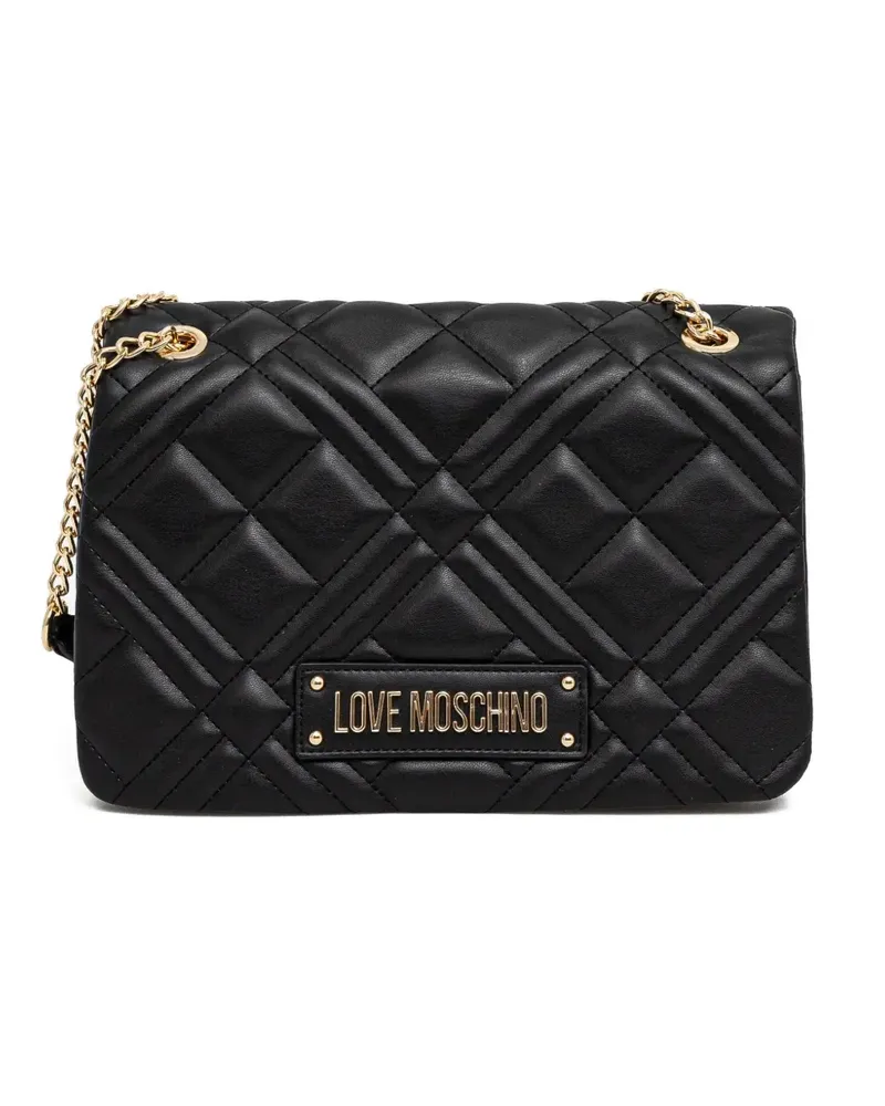 Moschino Schultertasche mit Logo-Patch - Schwarz Schwarz