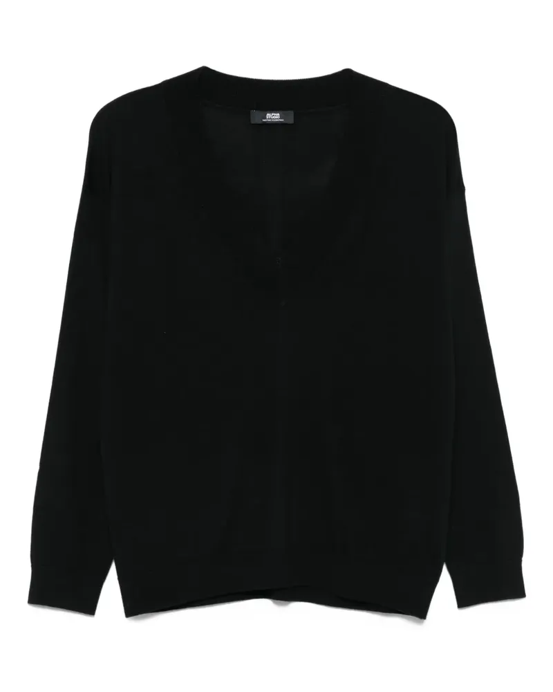 Alpha Studio Pullover mit V-Ausschnitt - Schwarz Schwarz