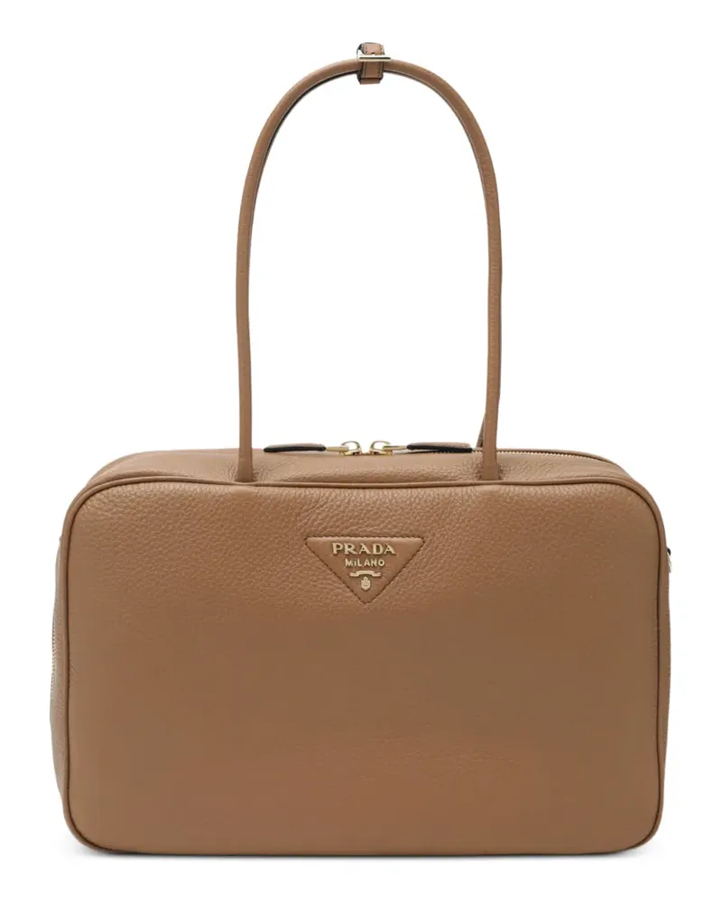 Prada Schultertasche mit Logo-Schild - Braun Braun
