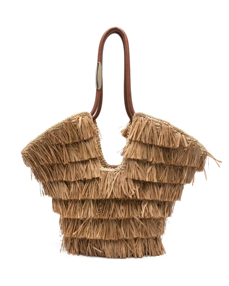 Zimmermann medium Goldentime fringed tote bag - Nude Nude