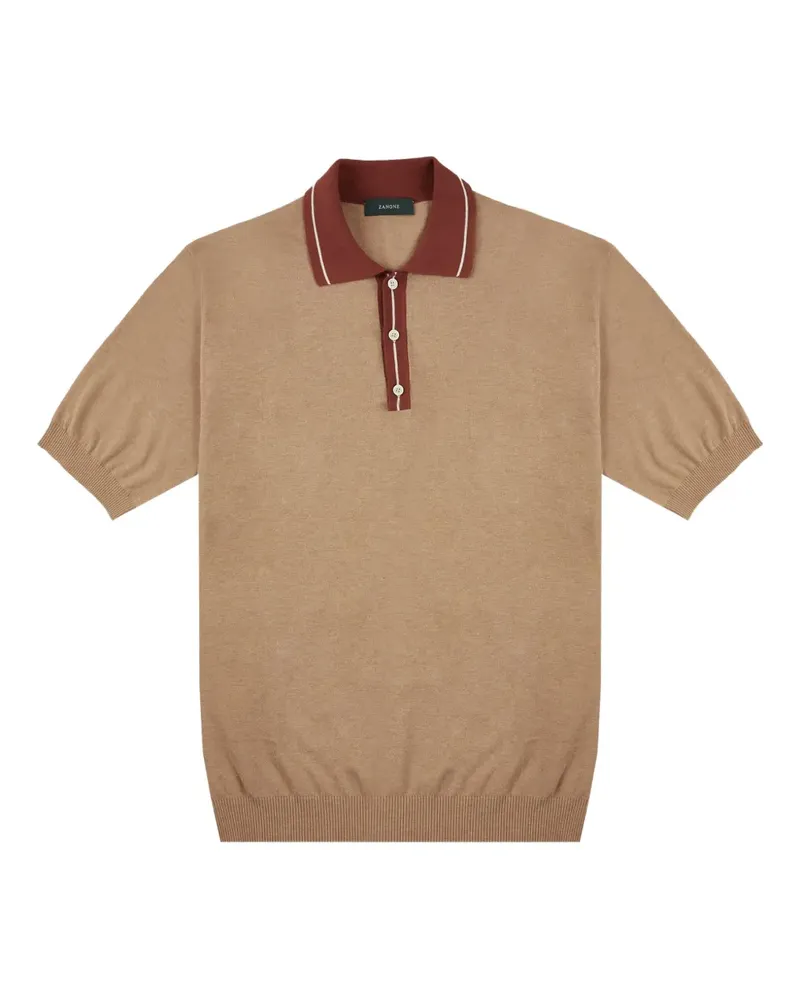 Zanone Poloshirt mit Kontrastkragen - Nude Nude
