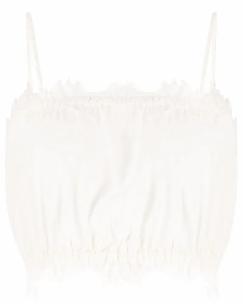 Gold Hawk Clothing Cropped-Seidentop mit Spitzenborten - Weiß Weiß
