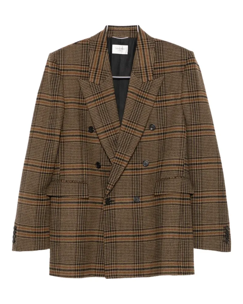 Saint Laurent double-breasted checked blazer - Braun Braun