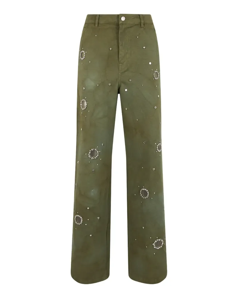Des Phemmes crystal-embellished high-waisted trousers - Grün Grün